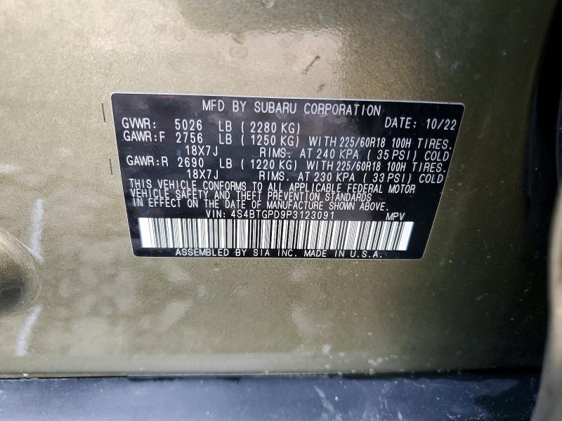 Продажа на аукционе авто 2023 Subaru Outback, vin: 4S4BTGPD9P3123091, номер лота: 49952936