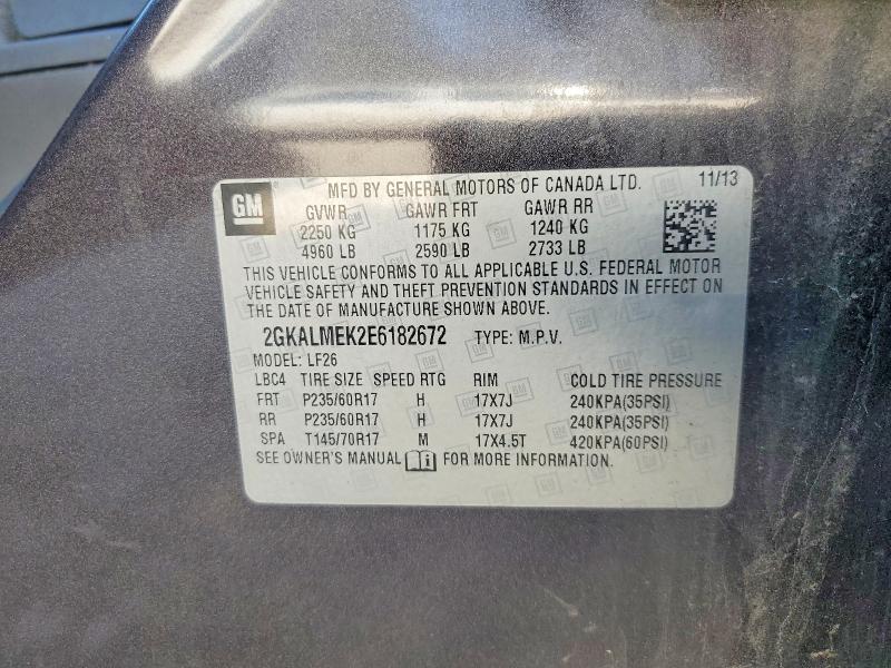 Aukcja sprzedaży 2014 Gmc Terrain, vin: 2GKALMEK2E6182672, numer aukcji: 50975056