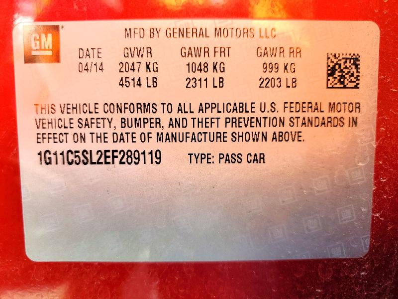 Продаж на аукціоні авто 2014 Chevrolet Malibu, vin: 1G11C5SL2EF289119, номер лоту: 49342056