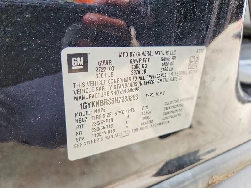 50797776 :رقم المزاد ، 1GYKNBRS8HZ233863 vin ، 2017 Cadillac Xt5 مزاد بيع