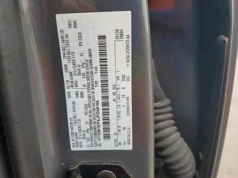 2018 Ford F150 მანქანა იყიდება აუქციონზე, vin: 1FTEW1EPXJFD68166, აუქციონის ნომერი: 50556406