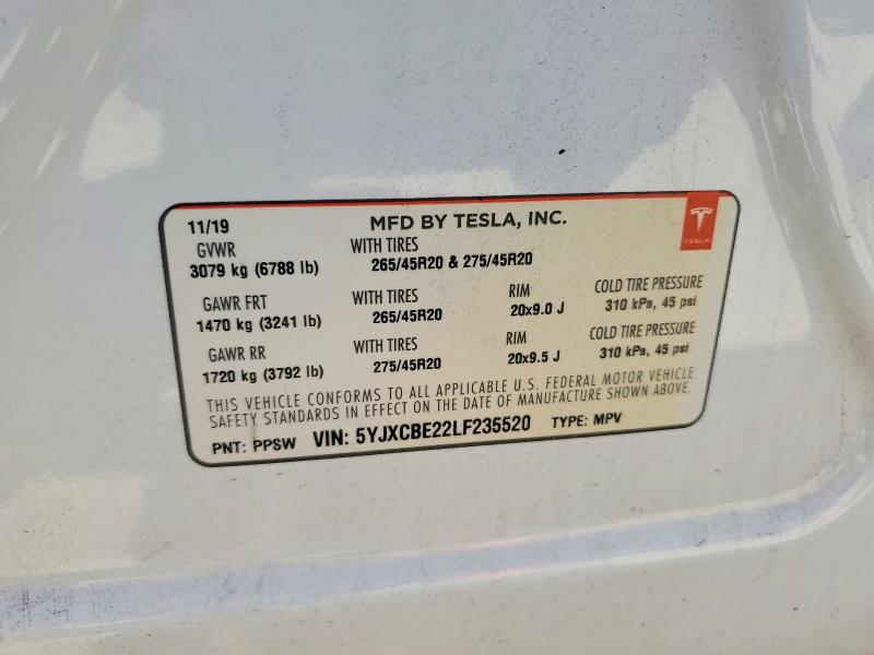 Aukcja sprzedaży 2020 Tesla Model X, vin: 5YJXCBE22LF235520, numer aukcji: 49858216