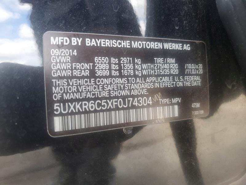 48566656 :رقم المزاد ، 5UXKR6C5XF0J74304 vin ، 2015 Bmw X5 مزاد بيع