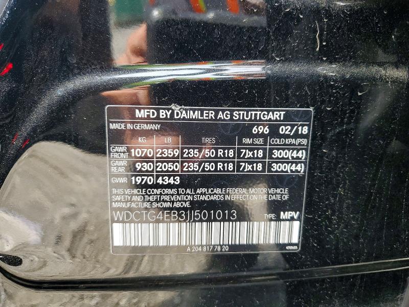 Продажа на аукционе авто 2018 Mercedes-benz Gla, vin: WDCTG4EB3JJ501013, номер лота: 50238946