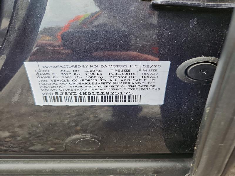 Auction sale of the 2020 Acura Mdx, vin: 5J8YD4H51LL825175, lot number: 48934566
