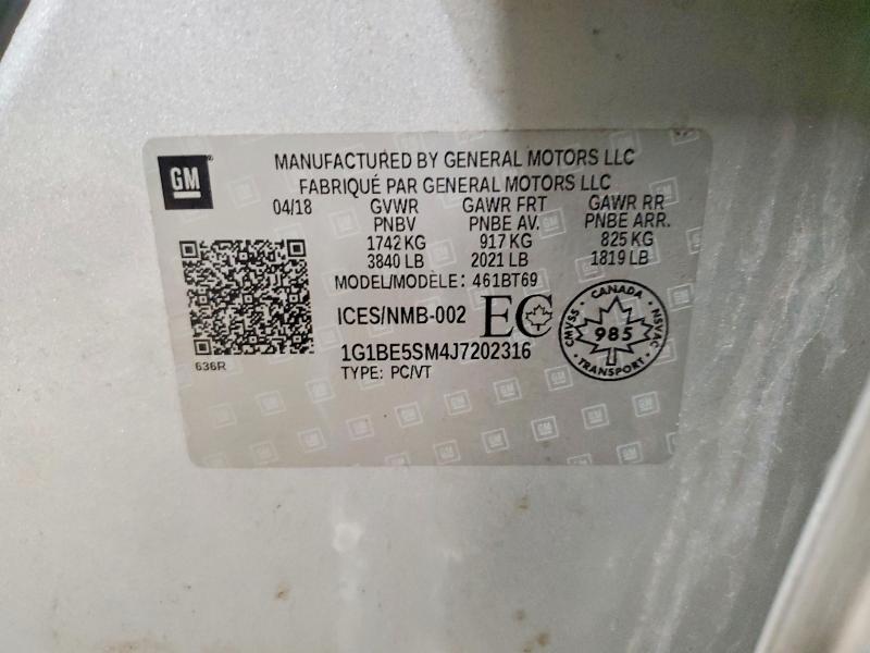 Aukcja sprzedaży 2018 Chevrolet Cruze, vin: 1G1BE5SM4J7202316, numer aukcji: 47437866