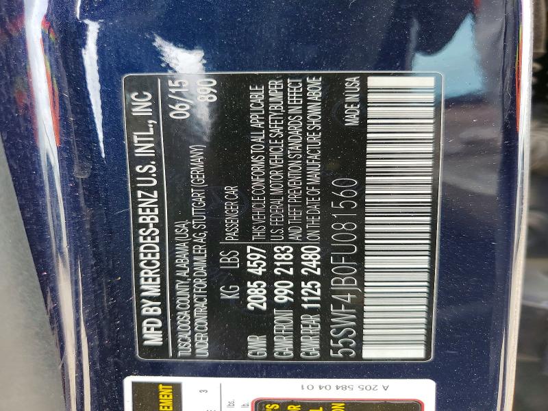 Продаж на аукціоні авто 2015 Mercedes-benz C, vin: 55SWF4JB0FU081560, номер лоту: 49548856