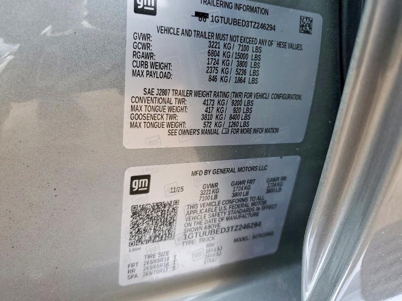 Продажа на аукционе авто 2026 Gmc Sierra, vin: 1GTUUBED3TZ246294, номер лота: 51688856