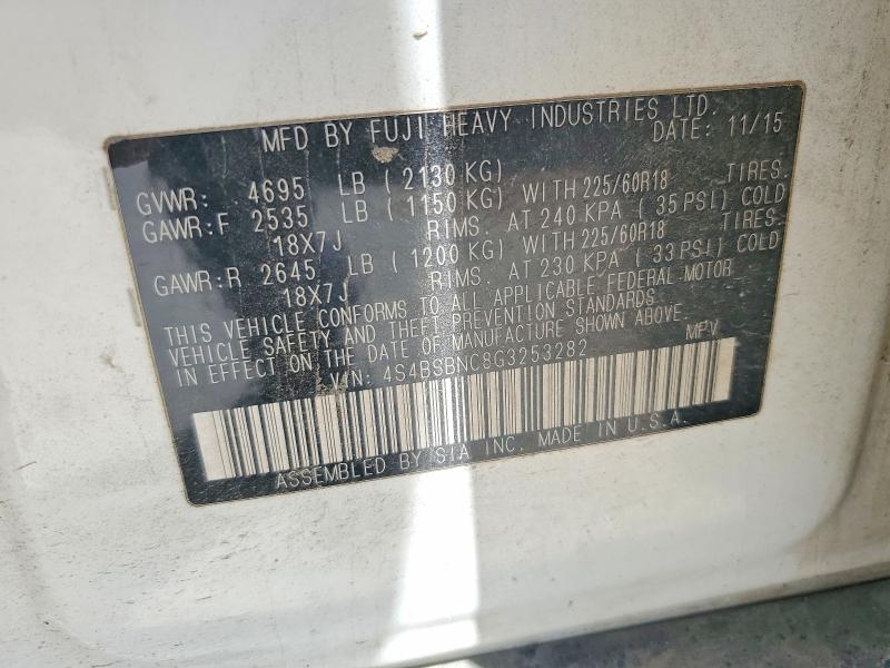 49068406 :رقم المزاد ، 4S4BSBNC8G3253282 vin ، 2016 Subaru Outback مزاد بيع