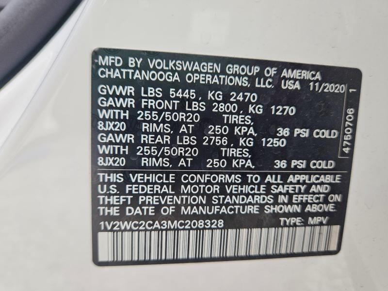 Продаж на аукціоні авто 2021 Volkswagen Atlas Cross Sport, vin: 1V2WC2CA3MC208328, номер лоту: 48296086