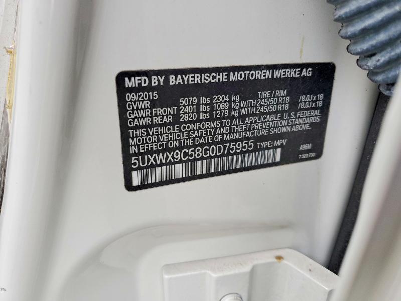 49700776 :رقم المزاد ، 5UXWX9C58G0D75955 vin ، 2016 Bmw X3 مزاد بيع