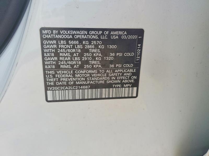 Aukcja sprzedaży 2020 Volkswagen Atlas Cross Sport, vin: 1V2GC2CA2LC214687, numer aukcji: 49232906