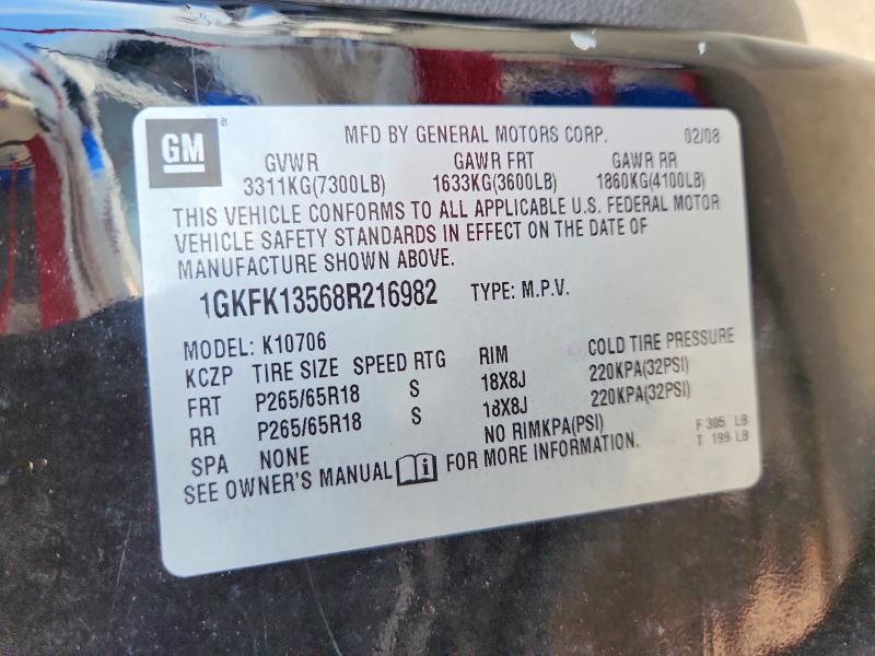 2008 Gmc Yukon მანქანა იყიდება აუქციონზე, vin: 1GKFK13568R216982, აუქციონის ნომერი: 51145626