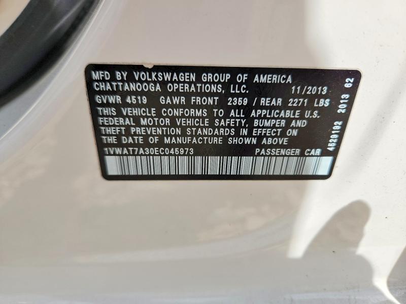 Продаж на аукціоні авто 2014 Volkswagen Passat, vin: 1VWAT7A30EC045973, номер лоту: 51074996
