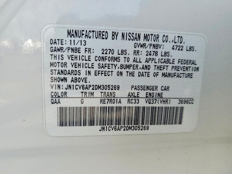 50351726 :رقم المزاد ، JN1CV6AP2DM305269 vin ، 2013 Infiniti G37 Sedan مزاد بيع