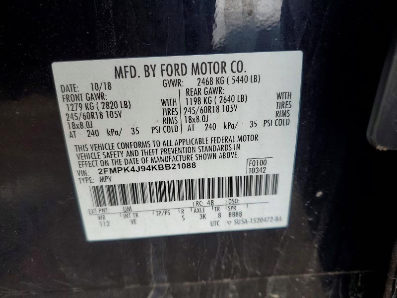 Продажа на аукционе авто 2019 Ford Edge, vin: 2FMPK4J94KBB21088, номер лота: 47726776