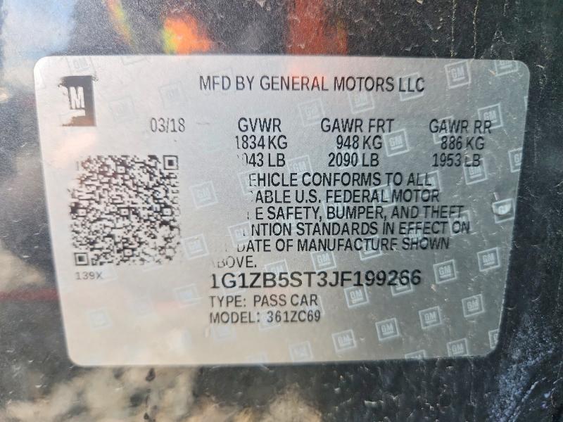 2018 Chevrolet Malibu მანქანა იყიდება აუქციონზე, vin: 1G1ZB5ST3JF199266, აუქციონის ნომერი: 49147326