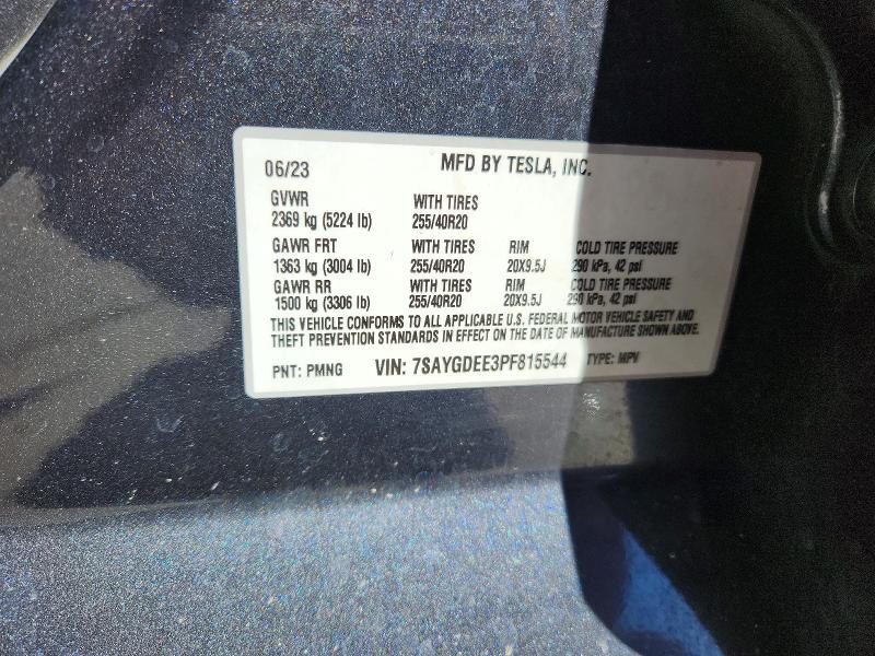 48924086 :رقم المزاد ، 7SAYGDEE3PF815544 vin ، 2023 Tesla Model Y مزاد بيع
