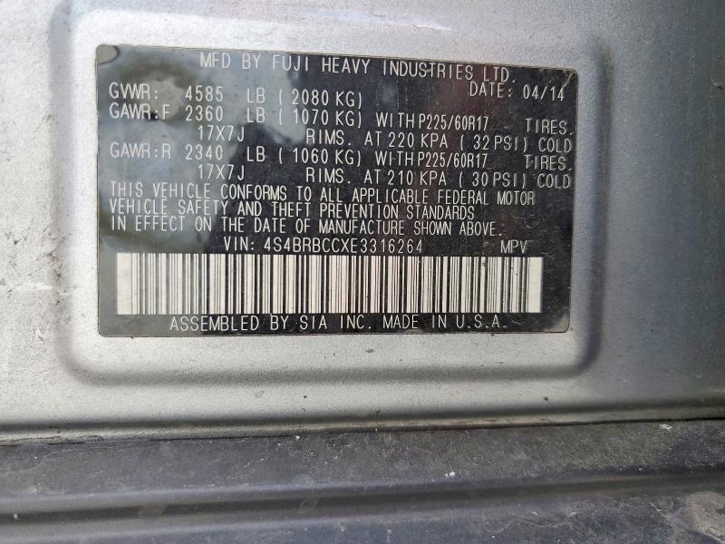 Продаж на аукціоні авто 2014 Subaru Outback, vin: 4S4BRBCCXE3316264, номер лоту: 49721326