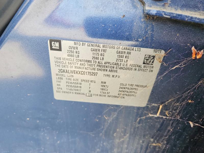 Aukcja sprzedaży 2012 Gmc Terrain, vin: 2GKALWEKXC6175297, numer aukcji: 49742046