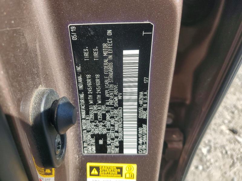 Продажа на аукционе авто 2019 Toyota Highlander, vin: 5TDBZRFH7KS700663, номер лота: 49443316