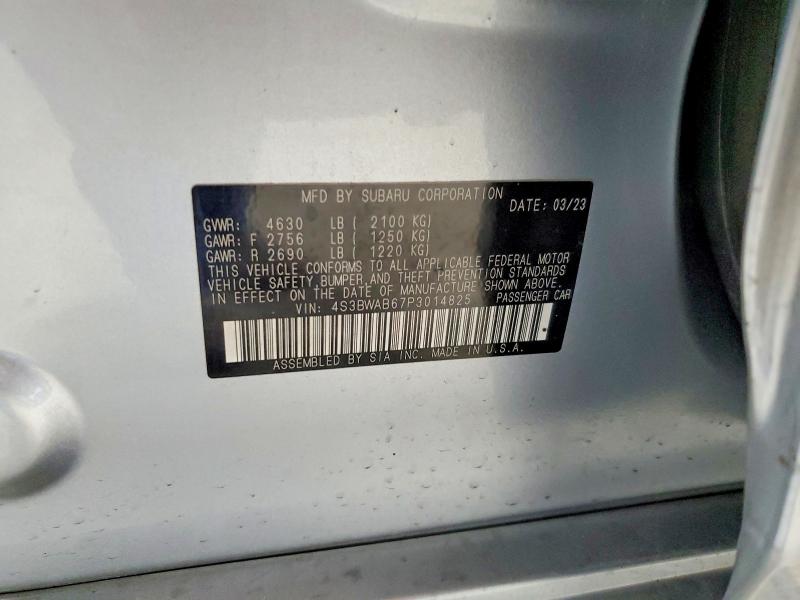 48271976 :رقم المزاد ، 4S3BWAB67P3014825 vin ، 2023 Subaru Legacy مزاد بيع