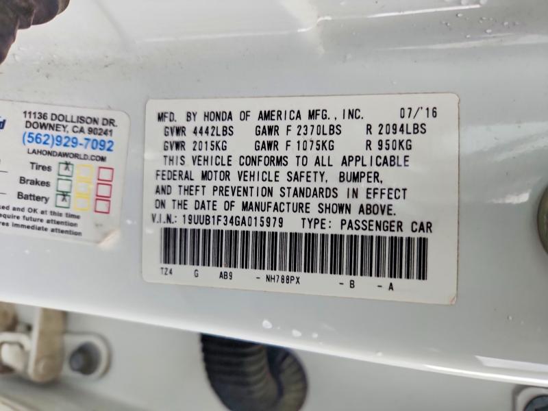 2016 Acura Tlx მანქანა იყიდება აუქციონზე, vin: 19UUB1F34GA015979, აუქციონის ნომერი: 50823916