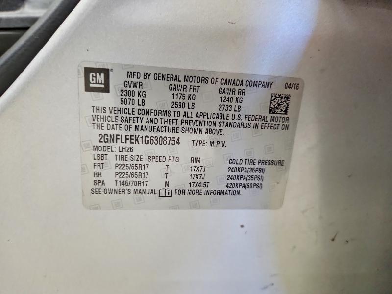 Продаж на аукціоні авто 2016 Chevrolet Equinox, vin: 2GNFLFEK1G6308754, номер лоту: 51238176