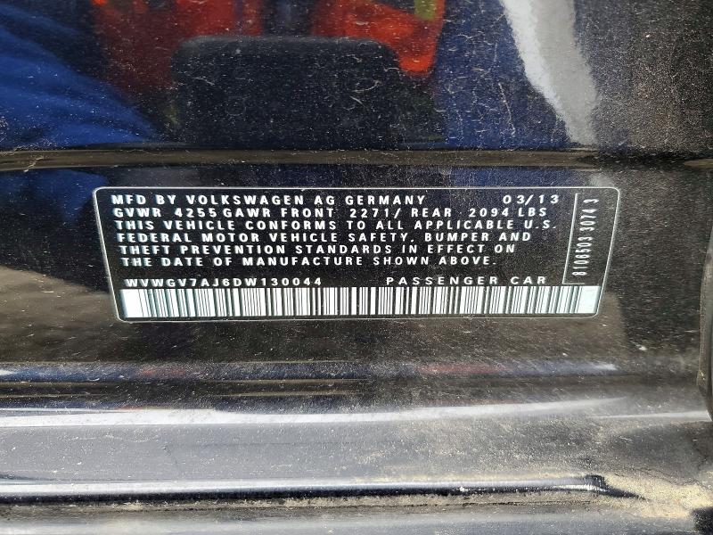Продажа на аукционе авто 2013 Volkswagen Gti, vin: WVWGV7AJ6DW130044, номер лота: 50256926