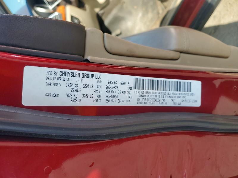 Aukcja sprzedaży 2012 Jeep Grand Cherokee, vin: 1C4RJFCT2CC241350, numer aukcji: 45541266