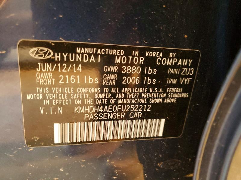 Продажа на аукционе авто 2015 Hyundai Elantra, vin: KMHDH4AE0FU252212, номер лота: 51831136