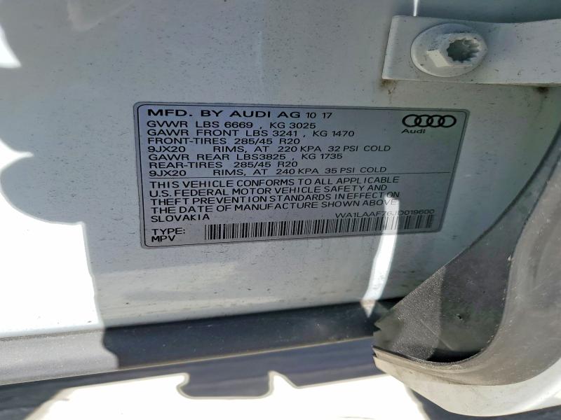 2018 Audi Q7 მანქანა იყიდება აუქციონზე, vin: WA1LAAF76JD019600, აუქციონის ნომერი: 49914906