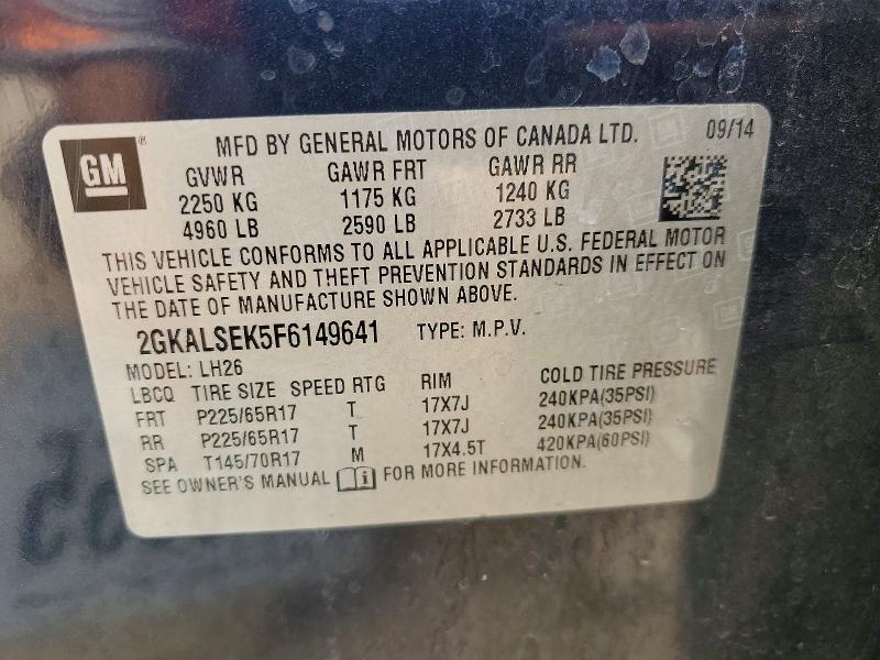 Продажа на аукционе авто 2015 Gmc Terrain, vin: 2GKALSEK5F6149641, номер лота: 48334206
