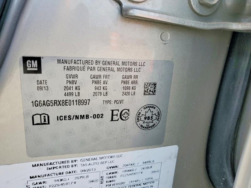 2014 Cadillac Ats მანქანა იყიდება აუქციონზე, vin: 1G6AG5RX8E0118997, აუქციონის ნომერი: 49803006