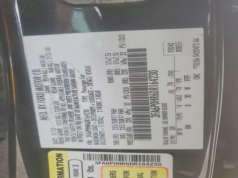 2013 Ford Fusion მანქანა იყიდება აუქციონზე, vin: 3FA6P0HR6DR164230, აუქციონის ნომერი: 50351946