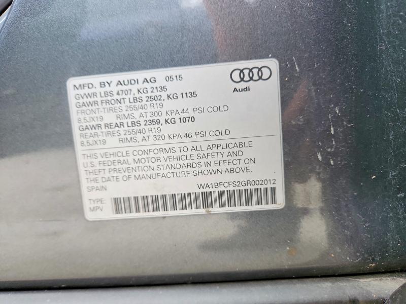 Продажа на аукционе авто 2016 Audi Q3, vin: WA1BFCFS2GR002012, номер лота: 47134136