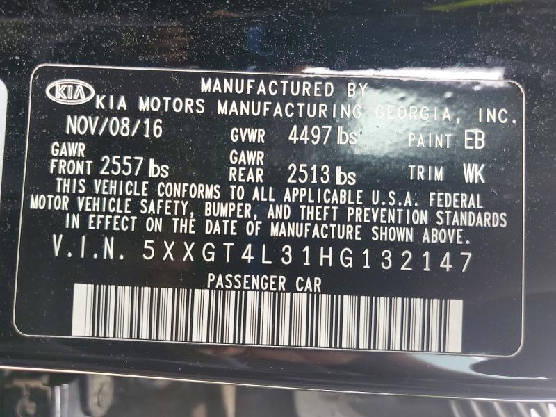 Aukcja sprzedaży 2017 Kia Optima, vin: 5XXGT4L31HG132147, numer aukcji: 48786896