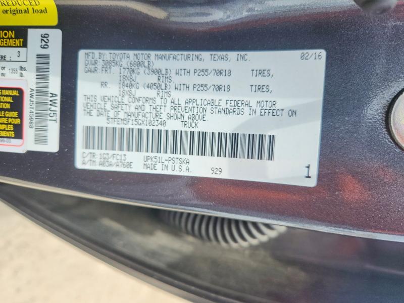 Продаж на аукціоні авто 2016 Toyota Tundra, vin: 5TFEM5F15GX102340, номер лоту: 51313766
