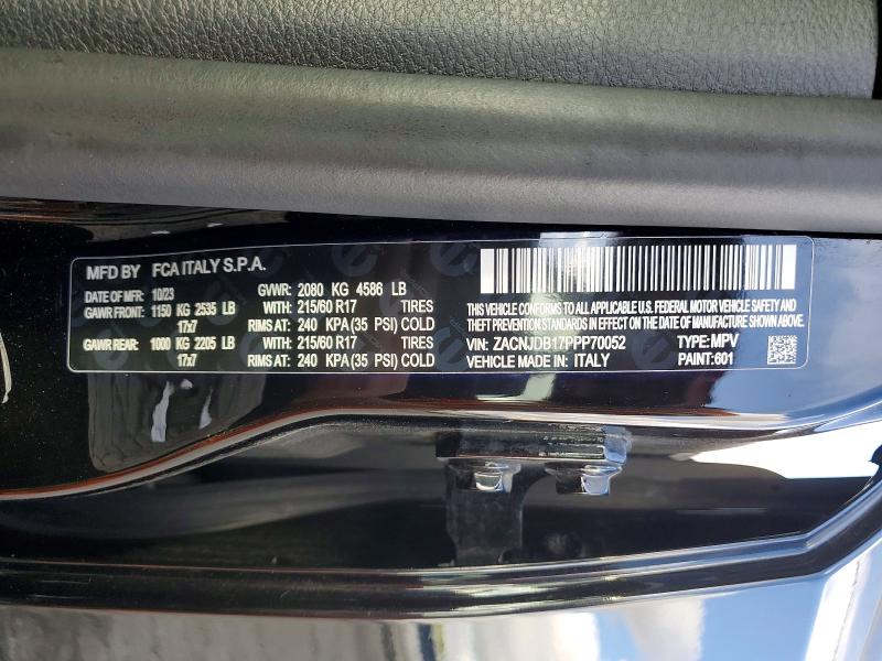 2023 Jeep Renegade მანქანა იყიდება აუქციონზე, vin: ZACNJDB17PPP70052, აუქციონის ნომერი: 49739856