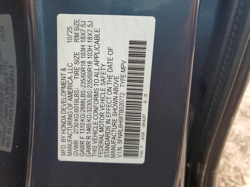 Auction sale of the 2026 Honda Odyssey, vin: 5FNRL6H68TB020772, lot number: 48121666