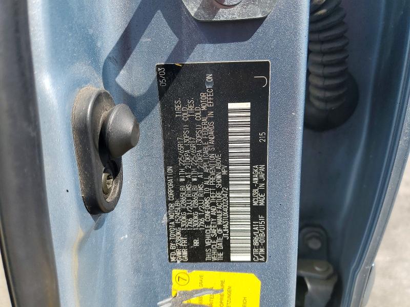 Продажа на аукционе авто 2004 Lexus Rx, vin: JTJHA31UX40020472, номер лота: 51520466