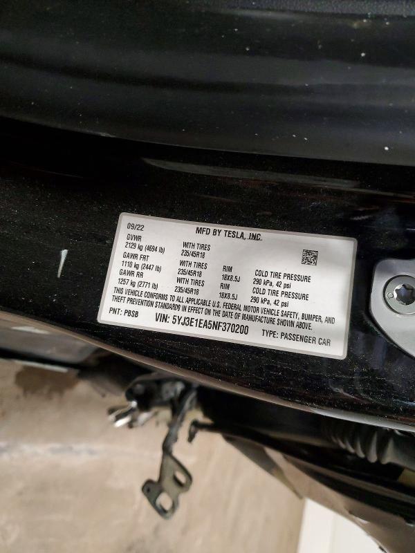 Aukcja sprzedaży 2022 Tesla Model 3, vin: 5YJ3E1EA5NF370200, numer aukcji: 50703236