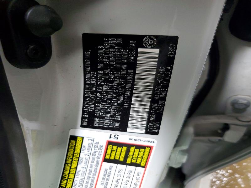 Продажа на аукционе авто 2022 Toyota Camry, vin: 4T1C11AK4NU040920, номер лота: 51641416