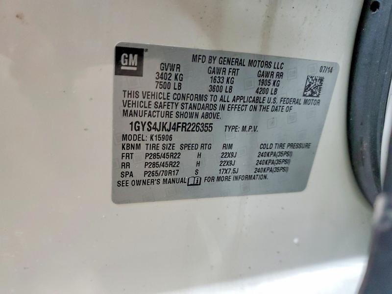 Продаж на аукціоні авто 2015 Cadillac Escalade, vin: 1GYS4JKJ4FR226355, номер лоту: 48136696