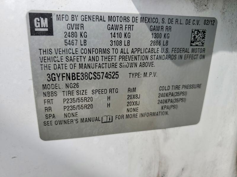 Aukcja sprzedaży 2012 Cadillac Srx, vin: 3GYFNBE38CS574525, numer aukcji: 49236096