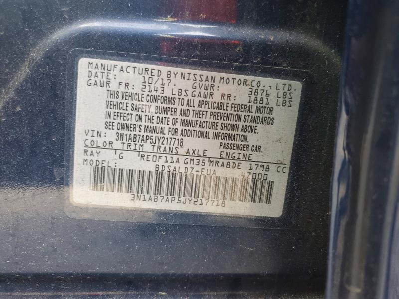2018 Nissan Sentra მანქანა იყიდება აუქციონზე, vin: 3N1AB7AP5JY217718, აუქციონის ნომერი: 46977396