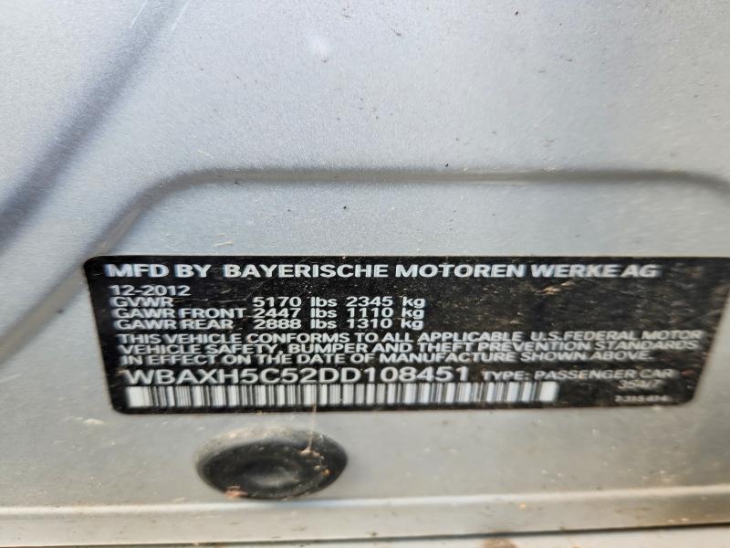 2013 Bmw 528 მანქანა იყიდება აუქციონზე, vin: WBAXH5C52DD108451, აუქციონის ნომერი: 50464236