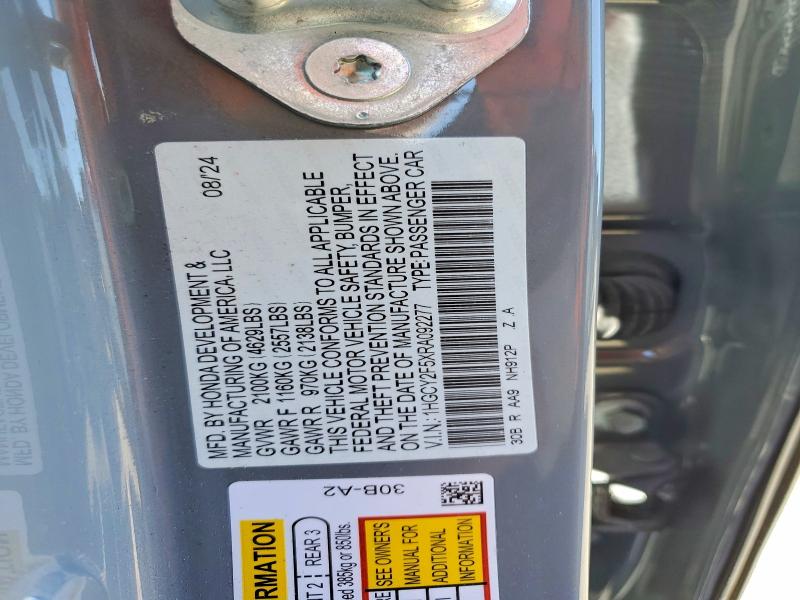 Продаж на аукціоні авто 2024 Honda Accord, vin: 1HGCY2F5XRA092277, номер лоту: 48750906