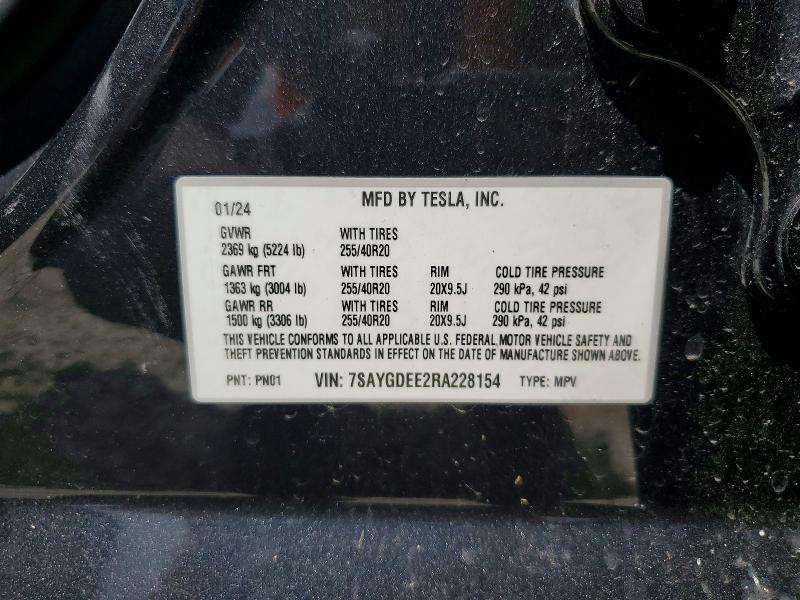 Продаж на аукціоні авто 2024 Tesla Model Y, vin: 7SAYGDEE2RA228154, номер лоту: 50796686