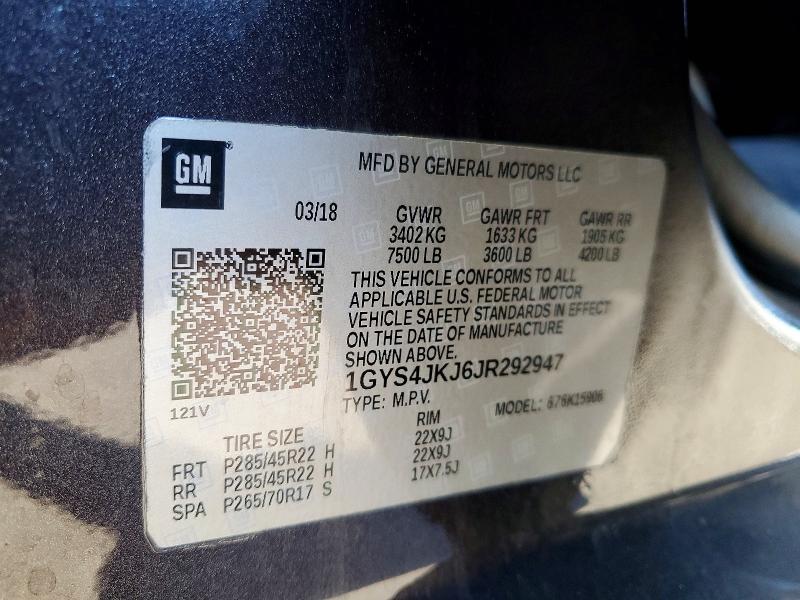 Aukcja sprzedaży 2018 Cadillac Escalade, vin: 1GYS4JKJ6JR292947, numer aukcji: 49754966